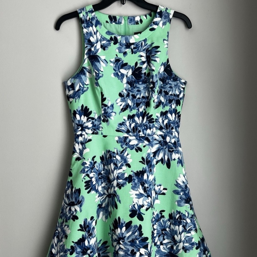J.Crew Mint Green Floral Fit & Flare Dress Size 2